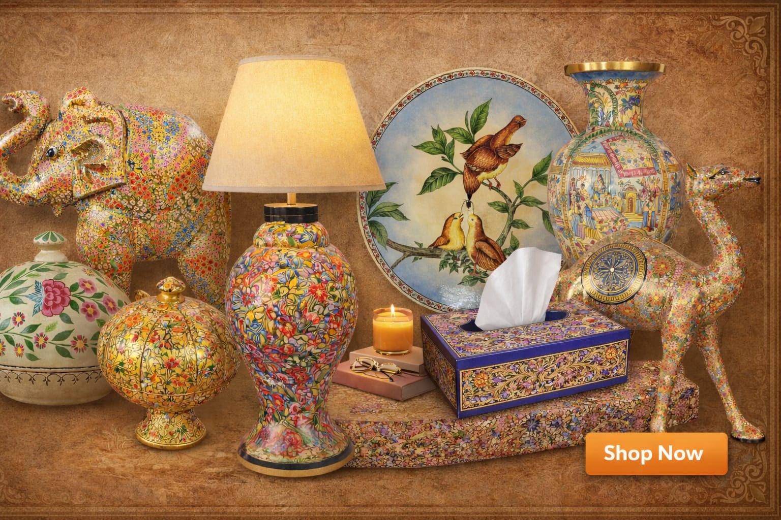 Paper Mache box, Antique Paper Mache Box, hand painted Vintage Box, mughal design box, paper mache jewellery box, handmade paper mache box